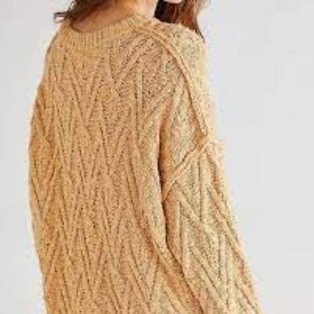 NEW FREE PEOPLE ISLA Cotton cable knit sweater 5M3 - Picture 12 of 12